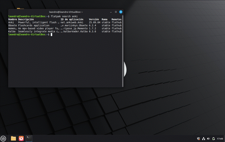 Anki instalada vía Flatpak en Linux Mint