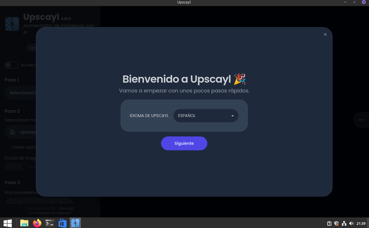 Upscayl funcionando en Linux Mint, escalando una imagen con IA